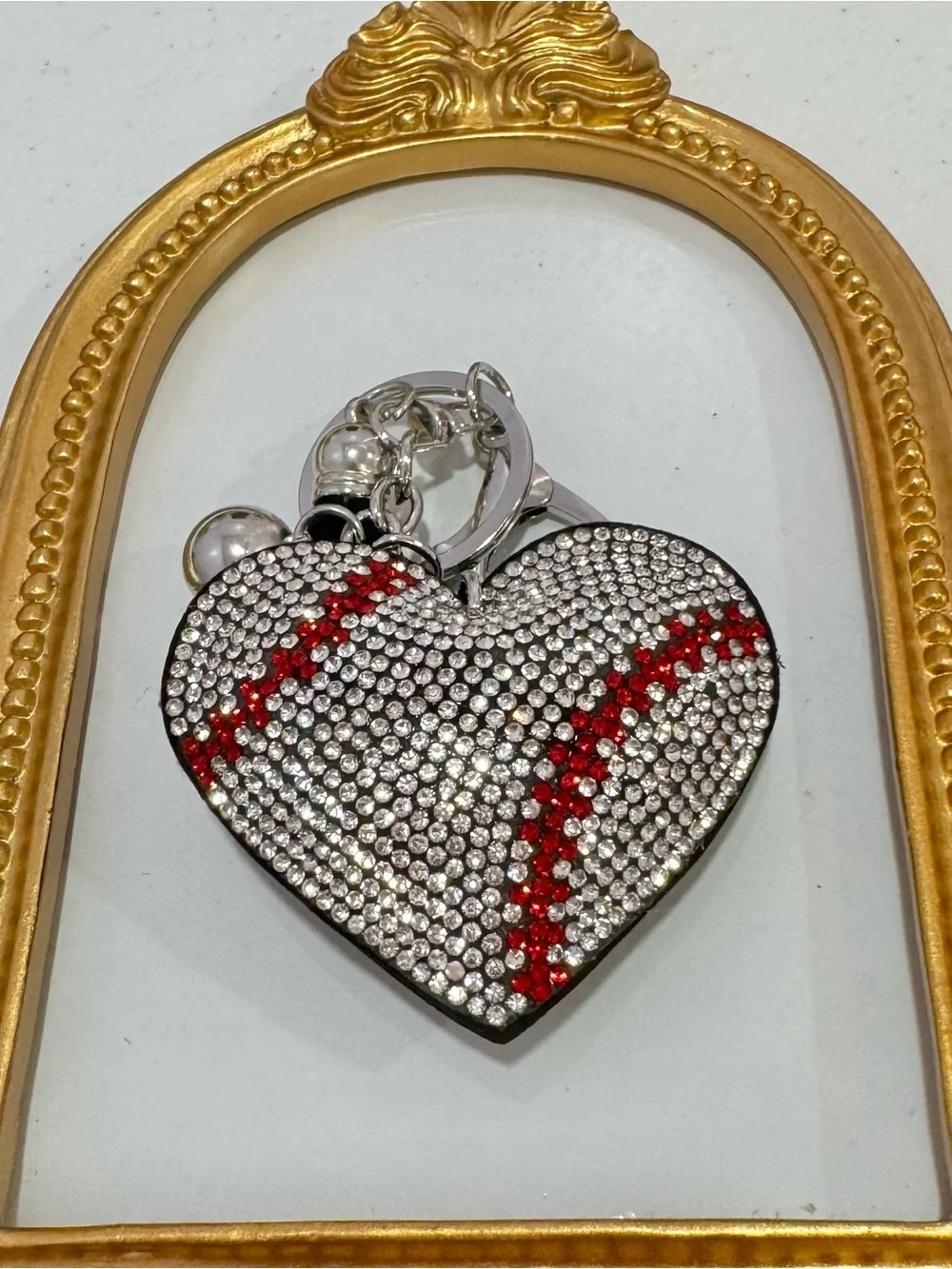 New Baseball Heart Keychain